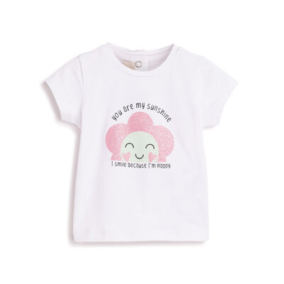 Girls White Graphic Printed Short Sleeve T-Shirt